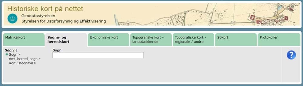Screenshot from the Danish Website with Historic Parish Maps